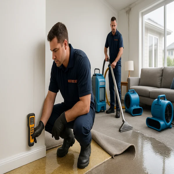 Professional Restore360 restoration team in New Zealand standing together, ready to assist with flood, fire, and Mould restoration services